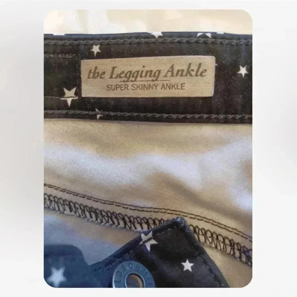 AG Star Printed Super  Skinny Legging Ankle Jeans Black White Stars Size 24R - Picture 13 of 13